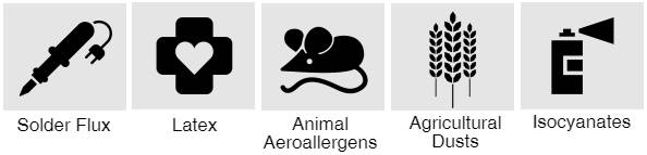 Allergic occupational asthma icons